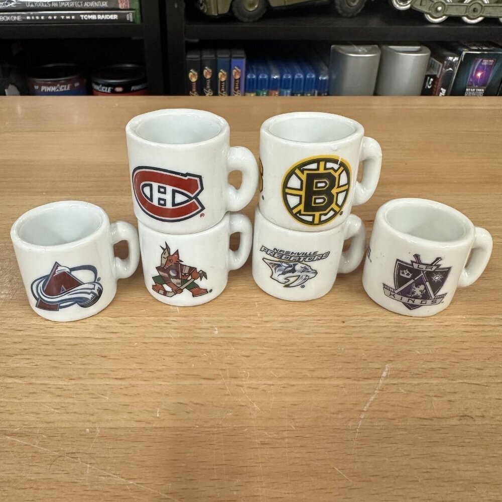 NHL Hockey Team Logo Mini Miniature 1.25" Souvenir Lot of 6 Coffee Mug Cups